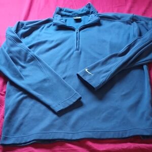 Nike Navy Quarter-Zip Pullover with Swoosh Gold Dri-Fit Super Soft Size L Golf